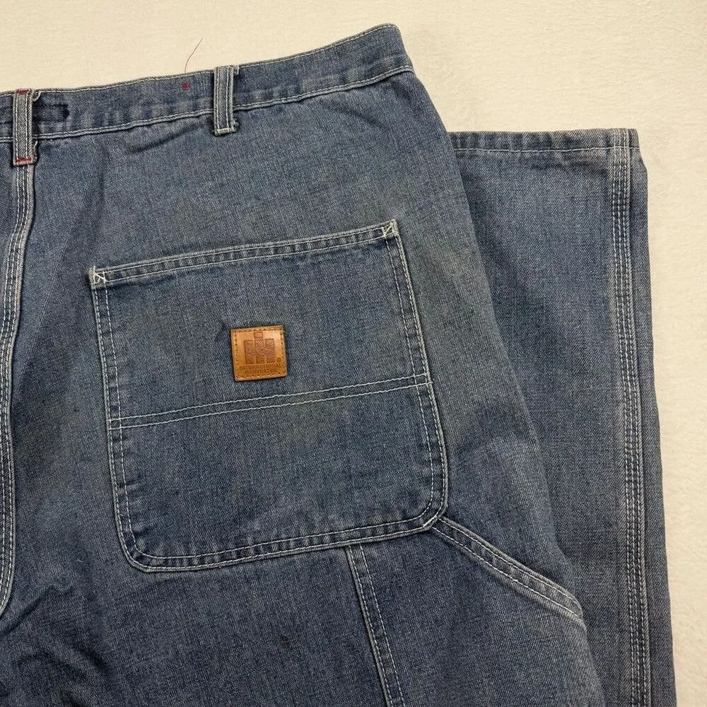 International Harvester Farmall Carpenter Jeans Mens 44x30 Blue Denim Workwear
